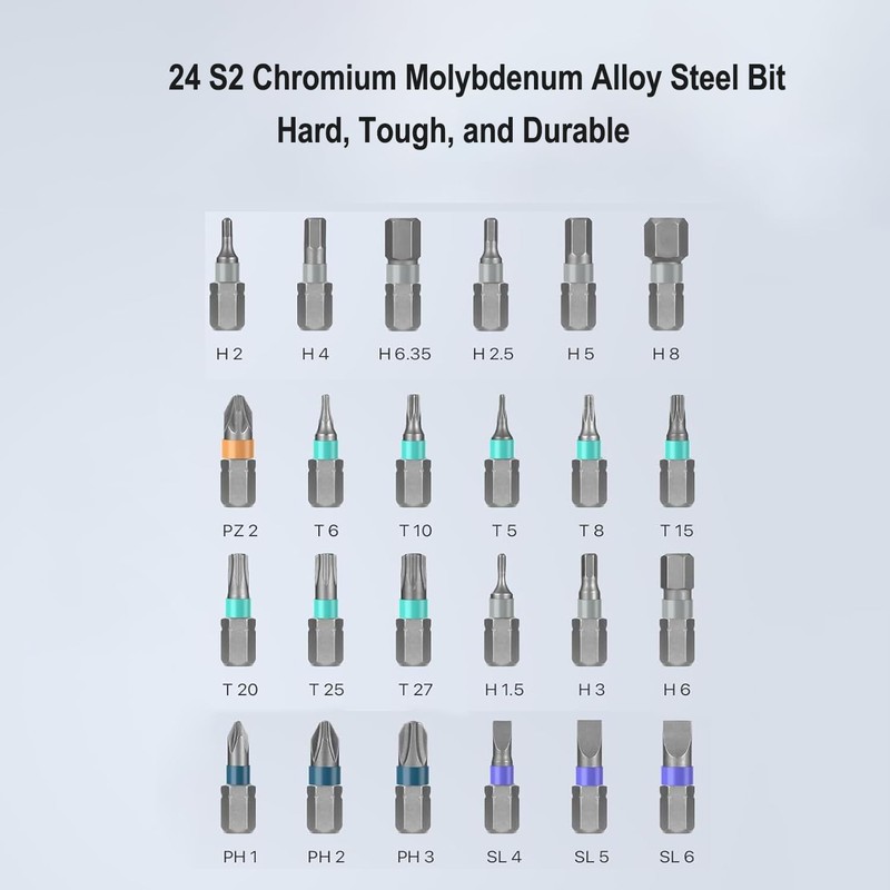 24-in-1 Ratchet Screwdriver Set, Magnetic Precision Bits with Detachable Handle