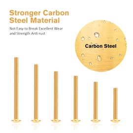 WELLOCKS Cabinet Pulls Knobs Screws M4 25-50mm 200PCS Assortment Gold Carbon Steel Nickel Plated Rustproof Cabinet Hardware