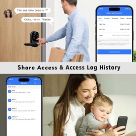 Keypad Door Lock with Handle, ‎VOLIBeL Keyless Entry Door Locks, Smart Fingerprint Smart Knob for Front, Electronic Digital Deadbolt, Smart Locks with App & Security Deadlocking