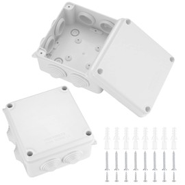 Pack of 2 Junction Boxes, Waterproof IP65, Electrical Junction Box, Surface-Mounted Plastic, Plug Screw Connection Electrical Box, Cable Junction Box, White