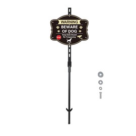 1 Pcs Beware of Dog Sign with 4 Ft Stake, 10"x8" Funny Metal Video Surveillance No Trespassing Sign Fade Resistant Waterproof Easy to Install for Outdoor Fence Yard Farmhouse Porch Office Lawn