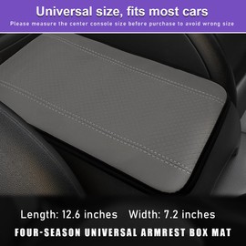 povtii Car Center Console Pad, PU Leather Auto Armrest Seat Box Cover Protector, Comfortable Arm Rest Storage Box Mat for Vehicle Interior Protection, Universal Car Accessories (Gray)