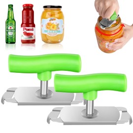 AUAUY 2PCS Effortless Jar Opener for Arthritic Hands, Adjustable Jar Opener with Basepad for Weak Hands, Non-Slip Bottle Opener, Manual Can Opener, Multifunctional Jar Openers for The Elderly (Green)