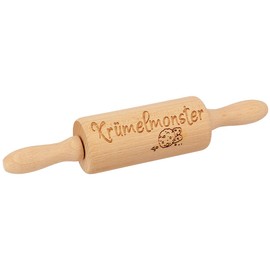 Spruchreif Children's rolling pin with engraving, rolling pin for children, baking, cookie rolling pin as baking accessories, wooden baking roll