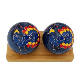 Top Chi Chiming Peacock Baoding Balls with Bamboo Stand (Large 2 Inch)