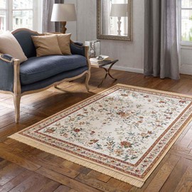 Taracarpet Palazzo Royal Antique Roses Border Gold 160 x 230 cm Short Pile Oriental Rug for Living Room, Dining Room and Bedroom