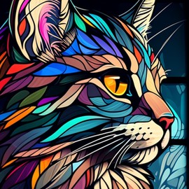 Beaudio Animals Series Diamond Painting Kits for Adults- Colorful Cat with Glass Art - DIY Round Full Drill 5D Diamond Art for Home Wall Decor (11.8x11.8inch)