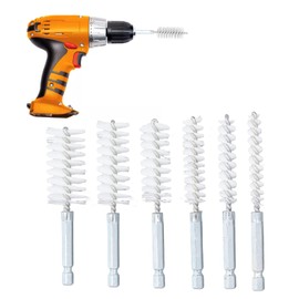 Pack of 6 Wire Brush Drill, Various Sizes, Cylinder Wire Brush with 1/4 Inch Hexagonal Bar, Stainless Steel Hole Brush, Cylinder Brush (0.8 cm, 1.2 cm, 1.5 cm, 1.7 cm, 1.9 cm) (Nylon (White)