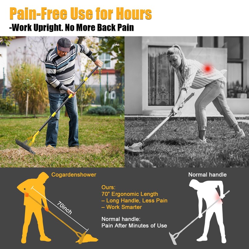 Dual-Action Thatch Rake for Lawn – Efficient 15" Thatching Rake