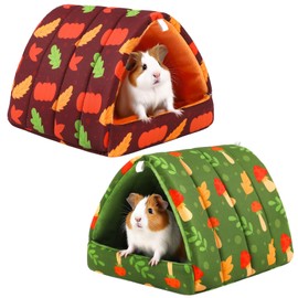 UPINS 2 Pack Guinea Pig Bed, Guinea Pig Hideout Washable Small Animal House Cage Accessories for Dwarf Rabbits Chinchillas Hamsters Hedgehogs Ferrets Bearded Dragons and Rats