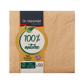 LE NAPPAGE ARTS DE LA TABLE Napage 50 Servietten aus Watte 25 x 24 cm, 3-lagig, Beige FSC Zellulose, 48724110G