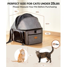 BurgeonNest Top-Expandable Large Cat Carrier, Soft Sided Cat Bag Carrier for Medium Large Pet 25 lbs, Upgrade Small Dog Car Seat, Collapsible Puppy Travel Bag with Semi-Open Mode Canopy