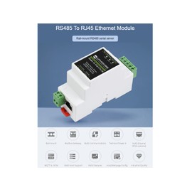 Waveshare RS485 to RJ45 Ethernet Converter Module, Industrial Rail-Mount Isolated RS485 Serial Server, TCP/IP to Serial Module, 10/100M Auto-Negotiation RJ45 Connector, with POE Function