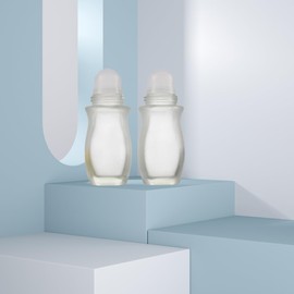 Gyaxiang 4 Pcs Frosted Clear Glass Roller Bottle for Essential Oils,30ml Deodorant Containers Bottle Roll On Bottle,Empty Roller Bottles with Plastic Roller Ball for Fragrance Cosmetics Perfume