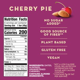 Larabar Cherry Pie Fruit and Nut Bars, Gluten Free and Vegan, 10.2 oz, 6 Ct