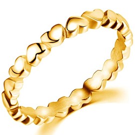 Jude Jewelers Stainless Steel Heart Shaped Classical Simple Plain Stacking Wedding Band Promise Ring (Gold, 12)