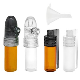 MEMOFYND 4 Stück Gewürzflaschen Mit Mini-Trichter, Gewürzpulverflasche, Kleine Glasflasche, Gewürzspenderflasche, Tragbare Glasflasche, Gewürzbehälter, Gewürzwerkzeug, Küchenutensil, Braun, Weiß