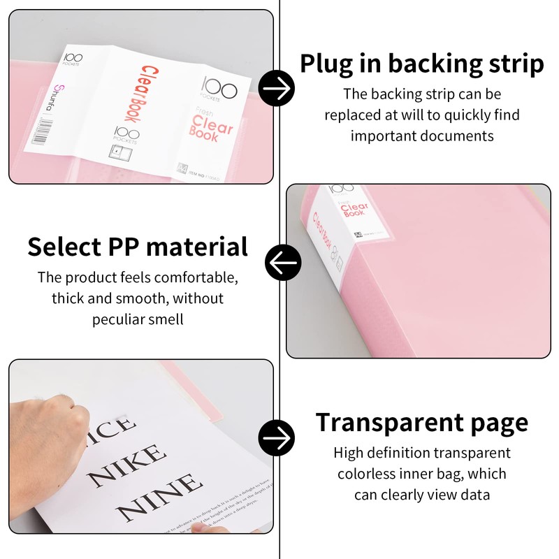 A4 Display Book with Transparent Pockets, 100 Pockets, A4 Presentation