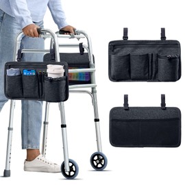 2 Pack Walker Side Bag, Basket for Walker w/Cup Holder for Seniors