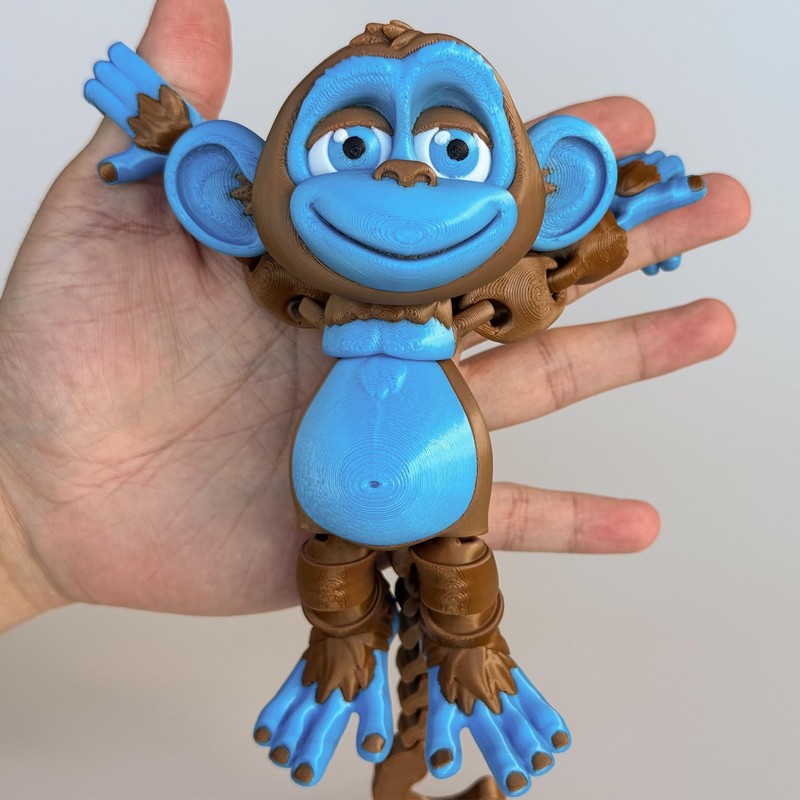 Whattiho 3D Printed Articulated Monkey Fidget Toy – Posable, Hangable,