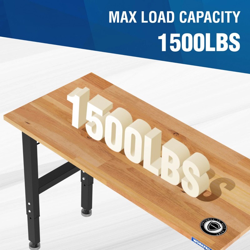 Workpro Adjustable Workbench 48"X22"/60''x2 - 48"x22" with Leveling Foot