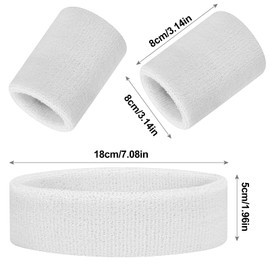 Set of 3 Sports Headband Bracelet Set, 1 x Headband + 2 x Sweatbands for Wrists, Sports Sweatband Bracelet Headbands, Headband Women & Men for Football Basketball Tennis Gymnastics