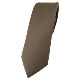 TigerTie Men's Tie - Slim 5.5cm Tie in Plain Design, Ideal for Business Dates, Festive Occasions and Casual Wear, grey / brown