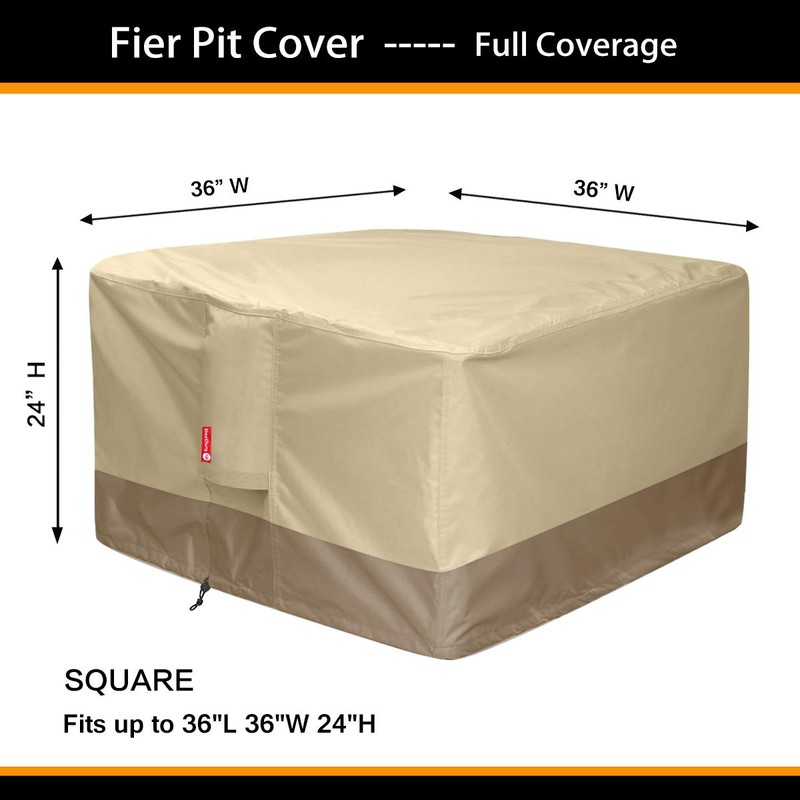 SheeChung Gas Fire Pit Cover Square 600D Heavy Duty Patio