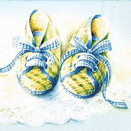 Light Blue Baby Shoes Luncheon Paper Napkins