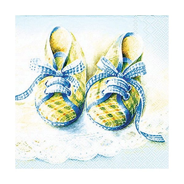 Light Blue Baby Shoes Luncheon Paper Napkins