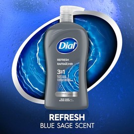 Dial Dial Men 3in1 Body Wash, Hair Wash and Face Wash, Refresh, Blue Sage Scent, 946ml