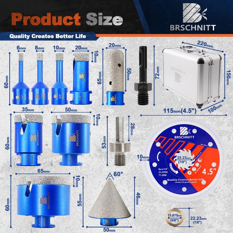 Diamond Core Drill Bit Set - BRSCHNITT Tile Hole Saw