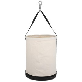 Utility Canvas Bucket 15" x 12" All Purpose Truck Tool Bucket Bag Organizer with Plastic Bottom Metal Hook for Store Work Tool Accessory, Load Capacity up to 150 Lbs