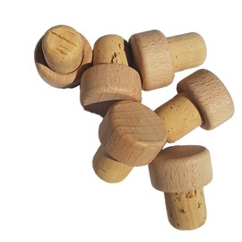 25 Wooden Handle Corks, Natural Corks with Wooden Handle, Various Diameters