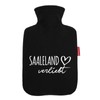Huuraa Wärmflasche Saaleland verliebt Geschenk 1,8 Liter Black Classic Veloursbezug