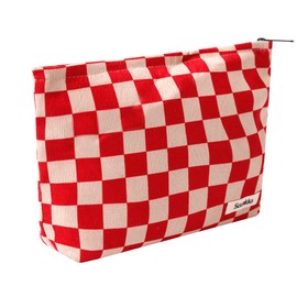 OZAOZ Makeup bag for Women, Flower Cosmetic Bags Zipper Pouch, Large Capacity Corduroy Makeup Bag, Travel Toiletry Bag Organizer for Women and Girls (Flower-S)