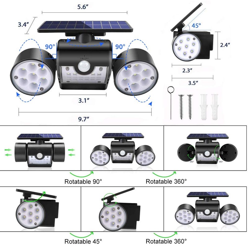Ollivage Outdoor Solar Lights, 30 LED Solar Security Lights with