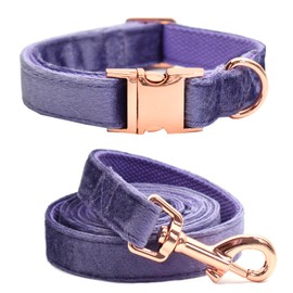 Bubblepup Velvet Dog Collar and Leash Set, Dog Collars for Samll Medium Large Dogs Leash for Training & Walking