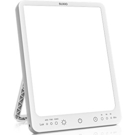 SUXIO Light Therapy Lamp - 10000 Lux Therapy Lights, 3 Timing & Mode Happy Lamp, Touch Control Daylight Lamp with Memory Function, Portable Light Therapy Box for Home/Office Use As Lift Mood