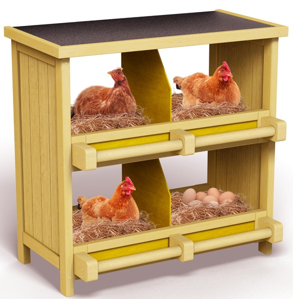 DYTREND Nesting Boxes for Chickens, 4 Compartments Wooden Chicken Nesting