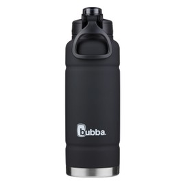 bubba Trailblazer Stainless Steel Water Bottle with Push Button Lid, 40 oz (1.18 L), Vacuum-Insulated, Rubberized Licorice
