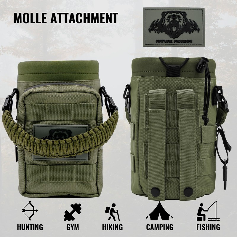 NATURE PIONEOR 32 64 128oz Tactical Water Bottle Pouch, Multi-Function