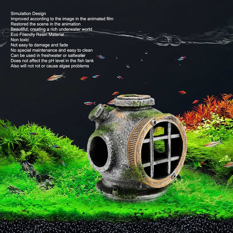 Aquarium Helmet Ornament Simulation Toxic Free Hideout House Resin Fish