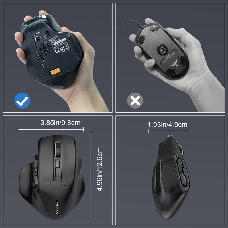 Yeemie Bluetooth Mouse Large Mouse for Large Hands, Wireless Mouse
