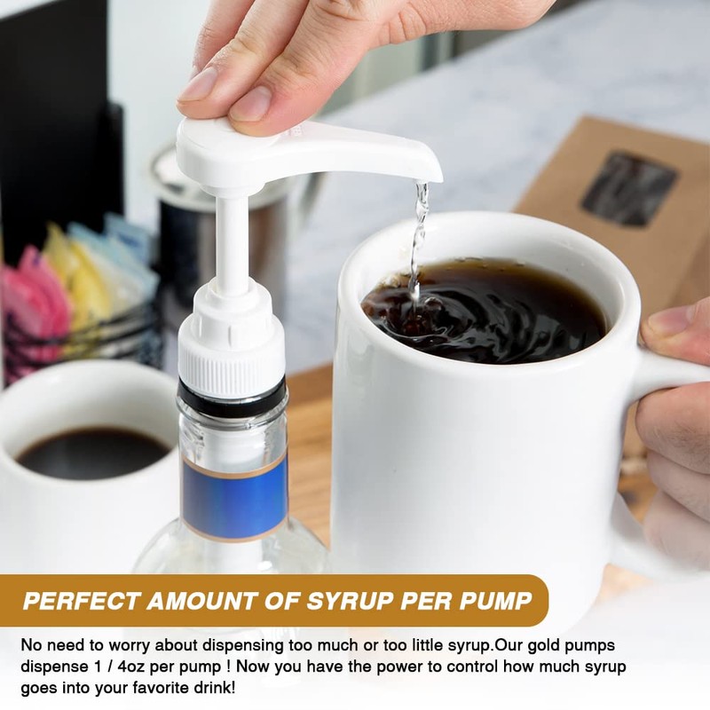 DupakSYS Premium 8 Pack Black Coffee Syrup Pump Dispenser for