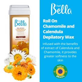 Depil Bella Brazilian Roll On Wax Chamomile and Calendula Depilatory | Body Waxing, Hair Removal Wax-Cartridge | Men and Women | Home Self Waxing | Sensitive Skin | Dermatologically Tested (3 PACK)