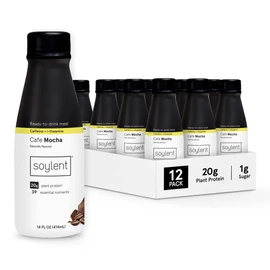 Soylent Complete Coffee Meal Replacement Shake, Cafe Mocha, Ready-to-Drink Plant Based Caffeinated Protein Drink, Contains 20g Vegan Protein and 1g Sugar, 14oz (12 Pack)