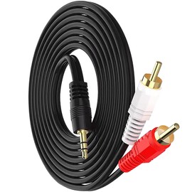 3.5mm to 2 Male RCA Cable, Tunghey Stereo Audio Adapter Braided Hi-Fi Sound Auxiliary RCA Y Splitter, Metal Shell Shielded Aux RCA Y Cord Compatible with Smartphone MP3 Tablet Speaker (1.5M)