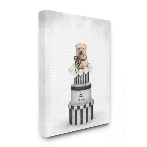 Stupell Industries Fashion Dog Box Stack Neutral Grey Painting, Design