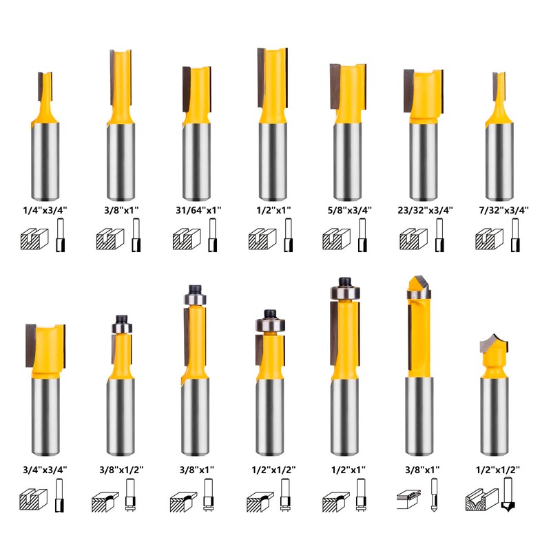 UTRUSTTO Router Bits 70 Pieces, 1/2 Inch Shank Tungsten Carbide
